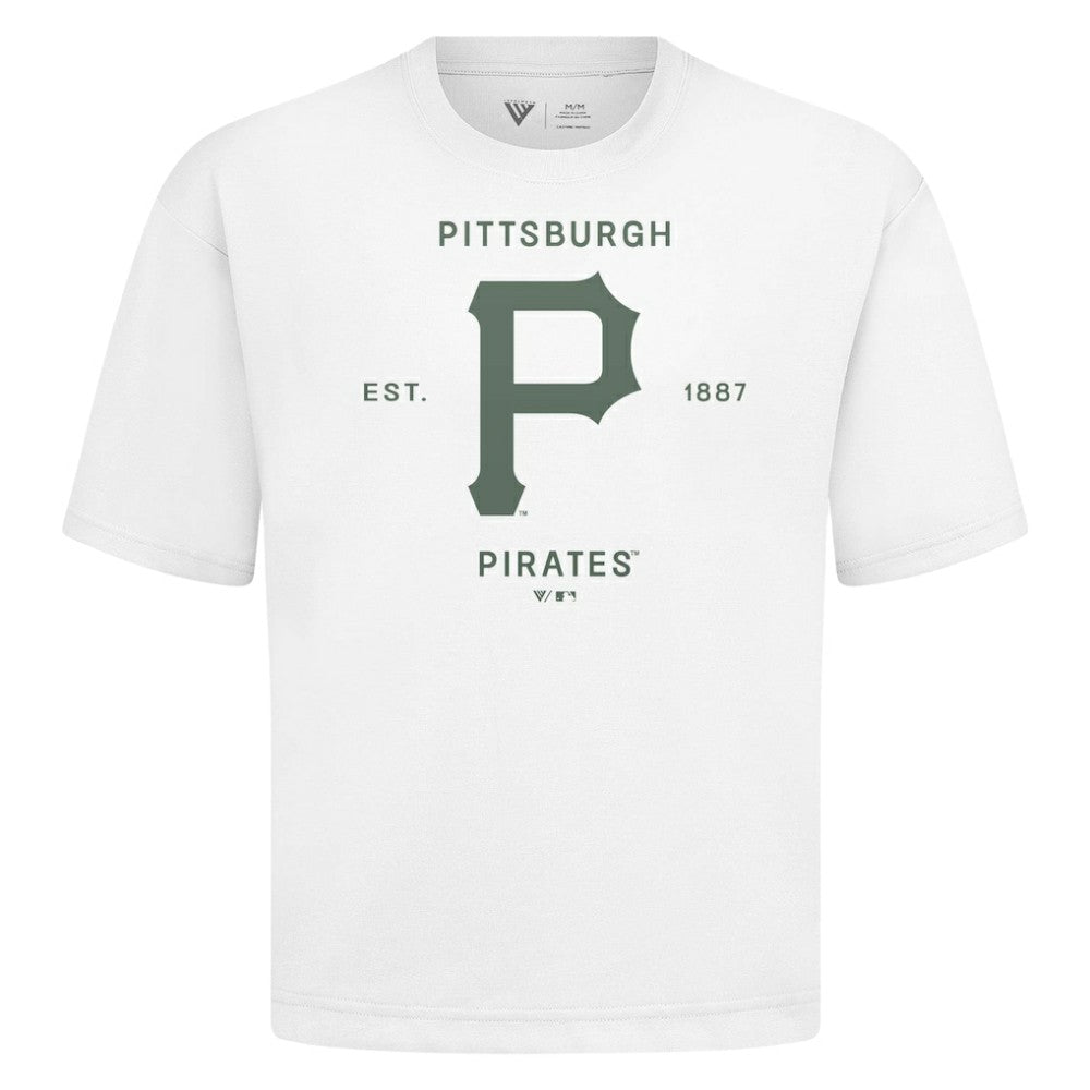 Pittsburgh Pirates Levelwear Crossway Oversized Luxe Signature Knit T-Shirt - White