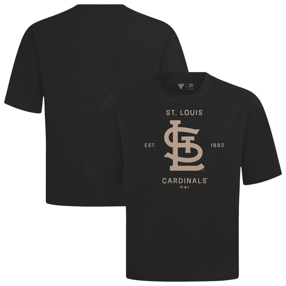 St. Louis Cardinals Levelwear Crossway Oversized Luxe Signature Knit T-Shirt - Black