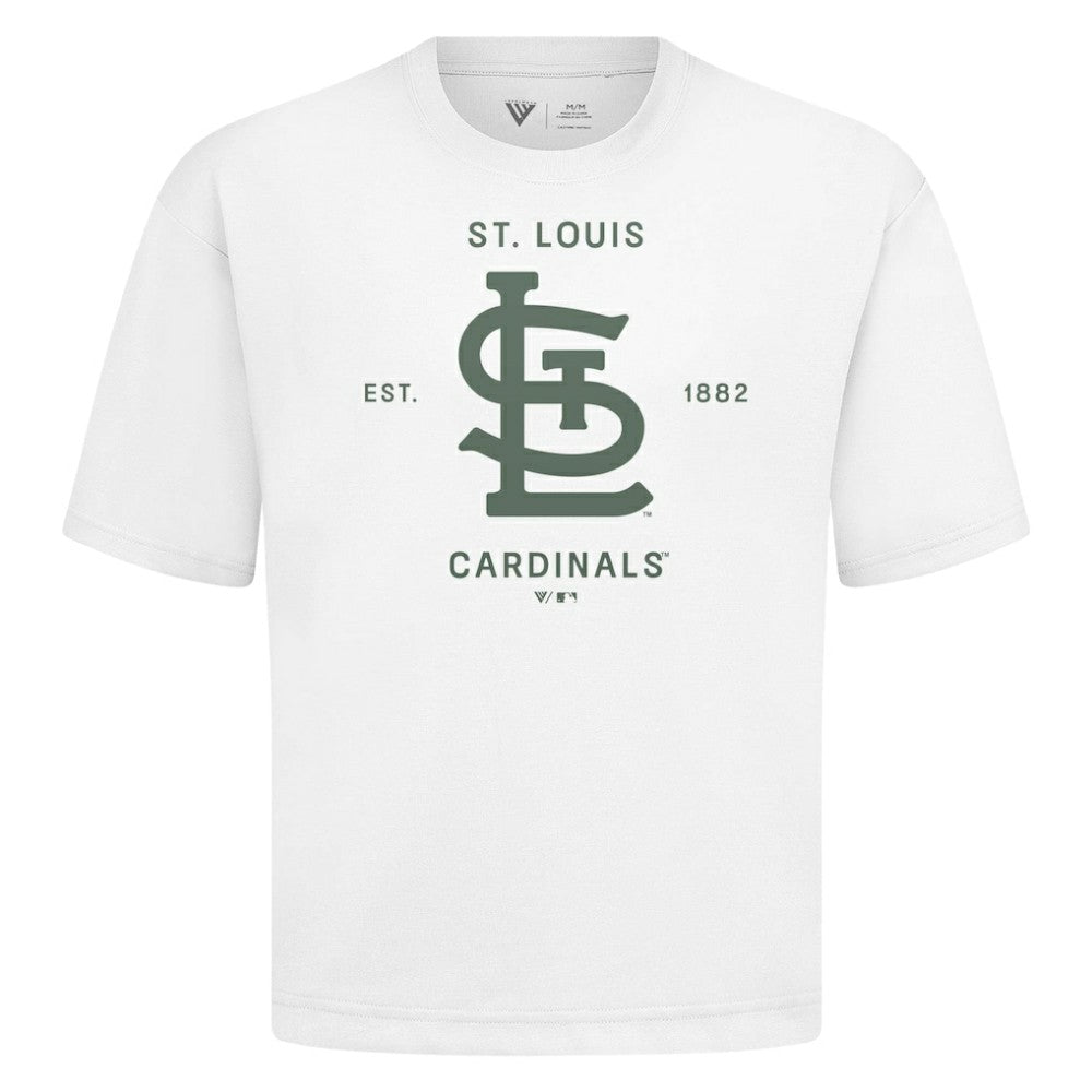 St. Louis Cardinals Levelwear Crossway Oversized Luxe Signature Knit T-Shirt - White