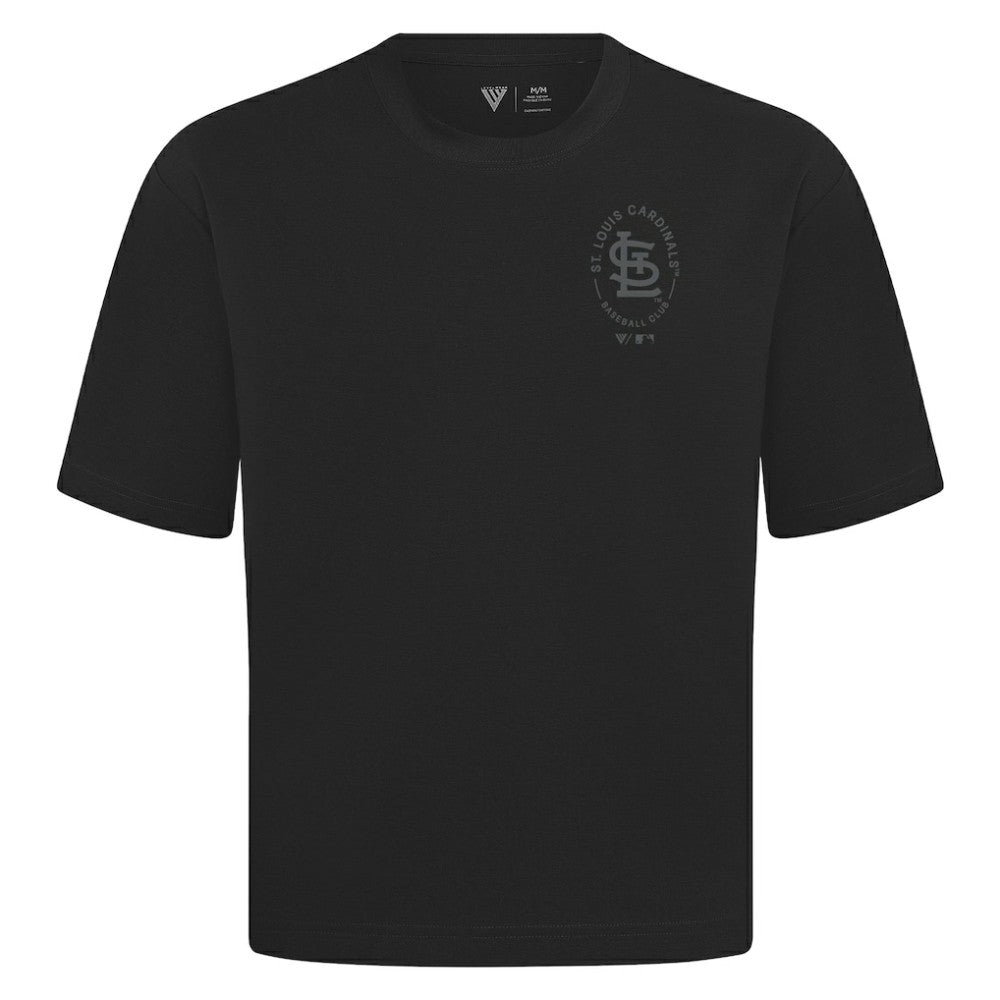 St. Louis Cardinals Levelwear Signet Oversized Luxe Signature Knit T-Shirt - Black