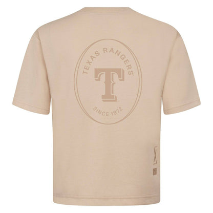 Texas Rangers Levelwear Signet Oversized Luxe Signature Knit T-Shirt - Khaki