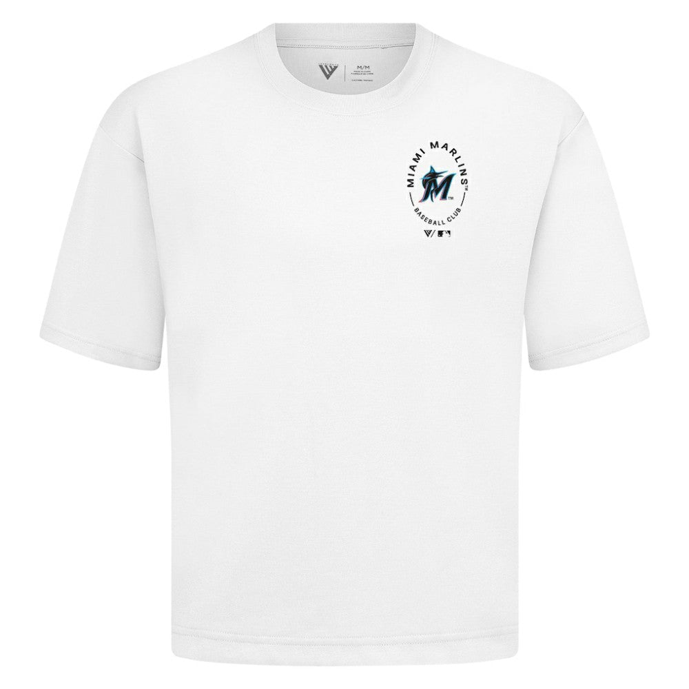 Miami Marlins Levelwear Signet Oversized Luxe Signature Knit T-Shirt - White