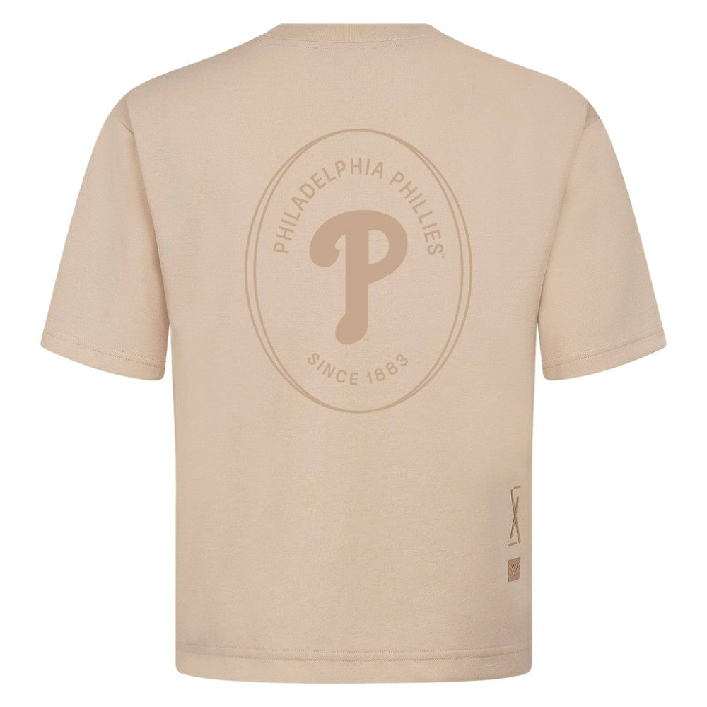 Philadelphia Phillies Levelwear Signet Oversized Luxe Signature Knit T-Shirt - Khaki