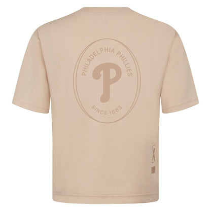 Philadelphia Phillies Levelwear Signet Oversized Luxe Signature Knit T-Shirt - Khaki