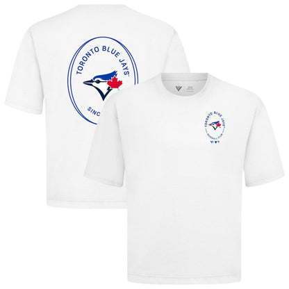 Toronto Blue Jays Levelwear Signet Oversized Luxe Signature Knit T-Shirt - White