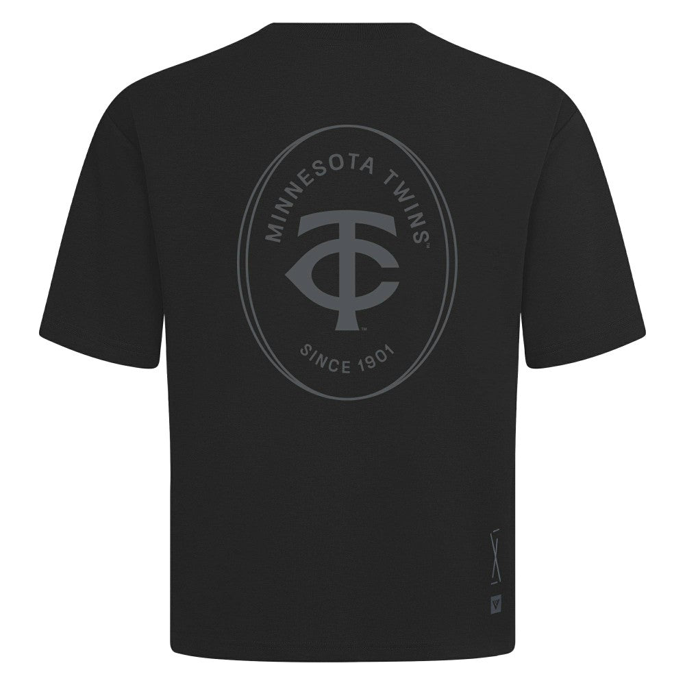 Minnesota Twins Levelwear Register Oversized Luxe Signature Knit T-Shirt - Black