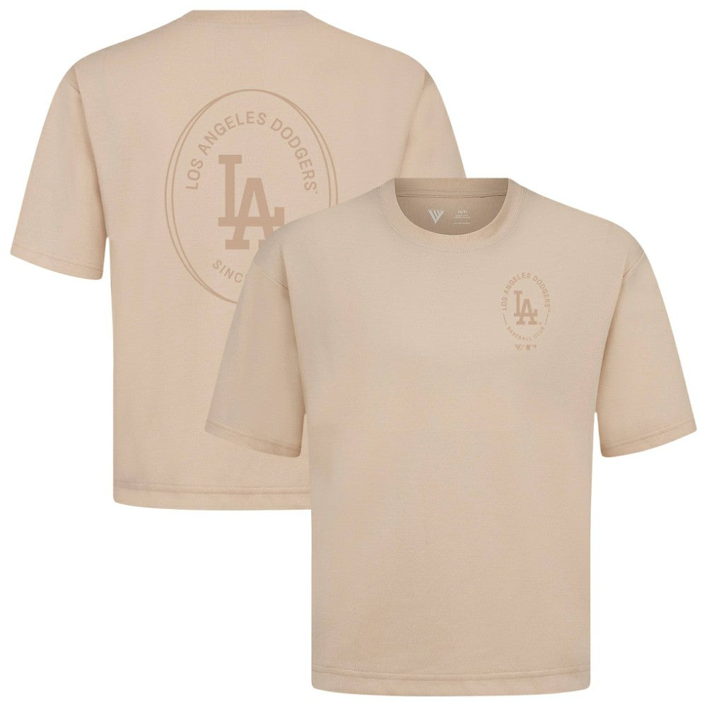Los Angeles Dodgers Levelwear Register Oversized Luxe Signature Knit T-Shirt - Khaki