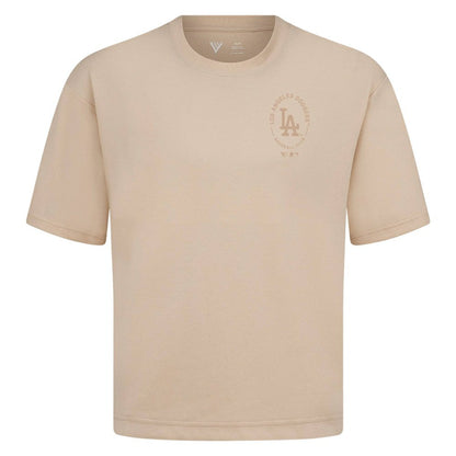 Los Angeles Dodgers Levelwear Register Oversized Luxe Signature Knit T-Shirt - Khaki