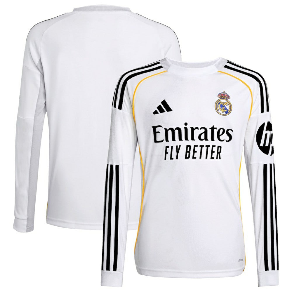 Real Madrid Youth 2025/26 Home Replica Long Sleeve Jersey - White | Adidas on sale