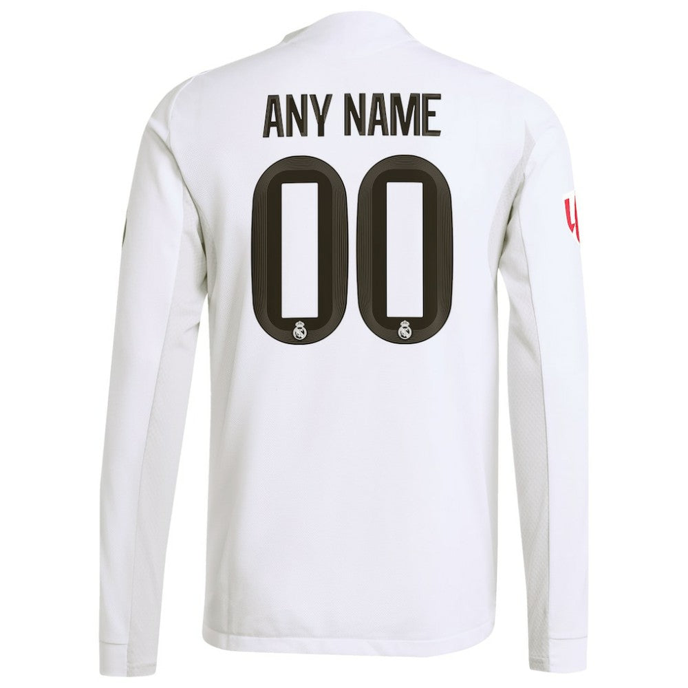 Real Madrid 2025/26 Home Long Sleeve Custom Jersey - White | Adidas for sale