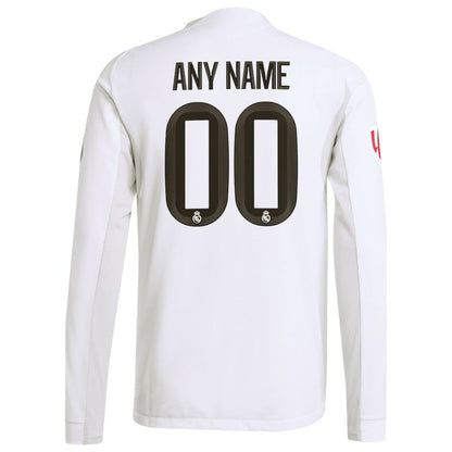 Real Madrid 2025/26 Home Long Sleeve Custom Jersey - White | Adidas for sale