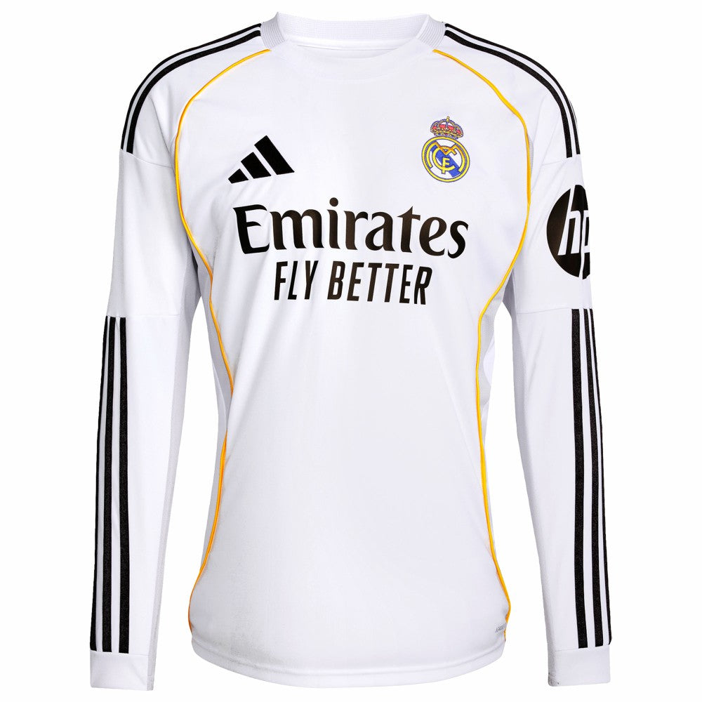 Real Madrid 2025/26 Home Replica Long Sleeve Custom Jersey - White | Adidas on sale