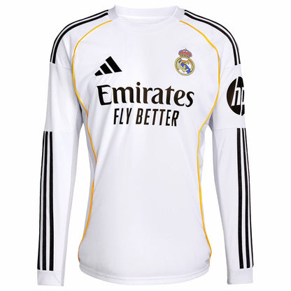 Real Madrid 2025/26 Home Replica Long Sleeve Custom Jersey - White | Adidas on sale
