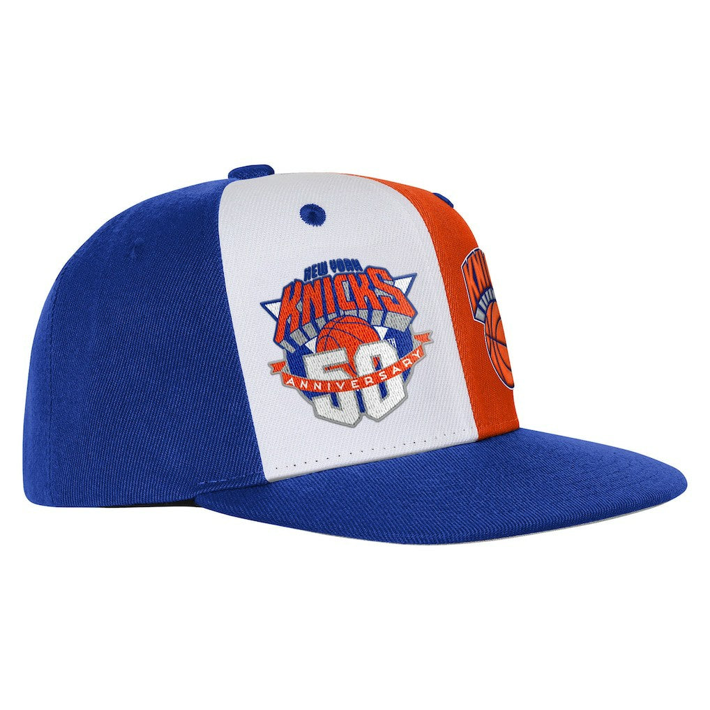 New York Knicks Youth 50th Anniversary Duo Front Snapback Hat - Blue | Mitchell & Ness discount