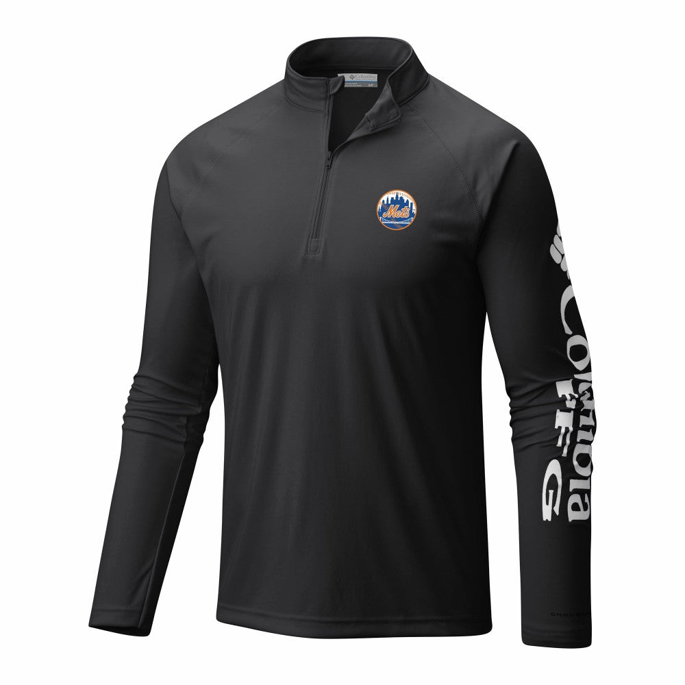 New York Mets Terminal Tackle Omni-Wick Raglan Quarter-Zip Pullover - Black | Columbia