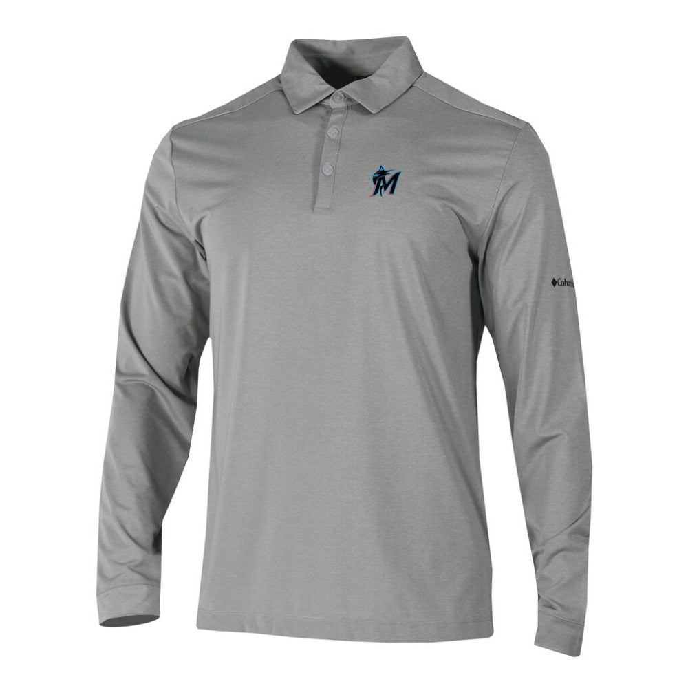 Miami Marlins Omni-Wick Pin High Long Sleeve Polo - Gray | Columbia