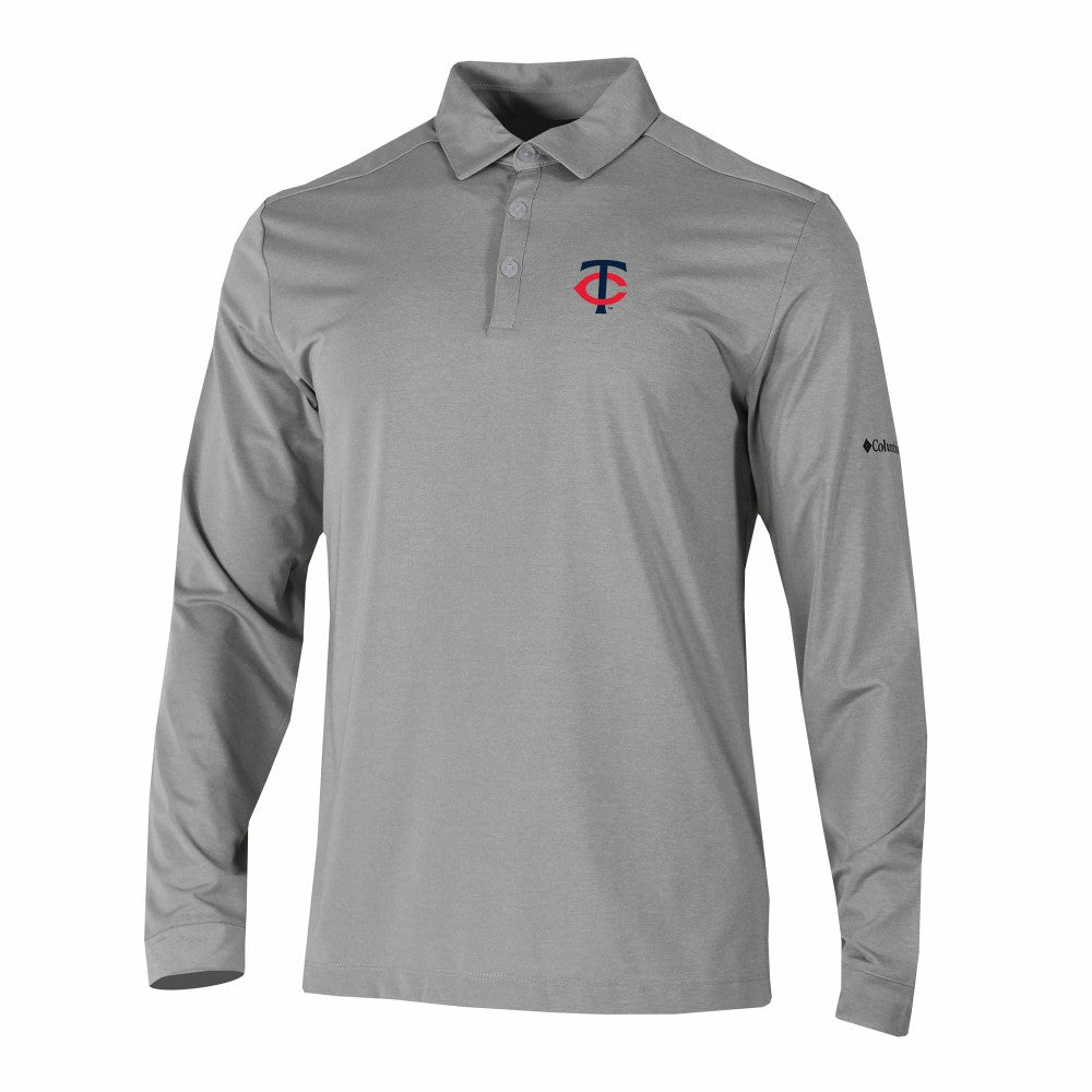 Minnesota Twins Omni-Wick Pin High Long Sleeve Polo - Gray | Columbia