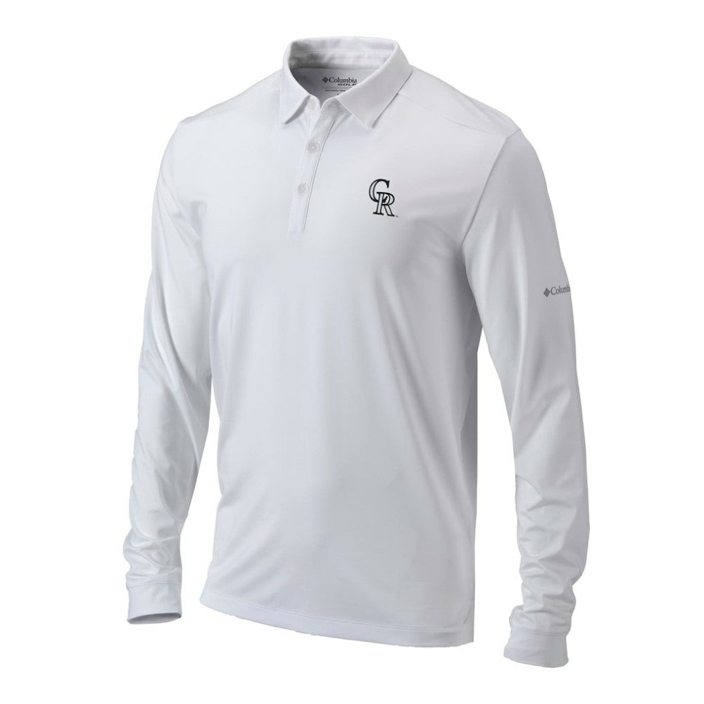 Colorado Rockies Omni-Wick Pin High Long Sleeve Polo - White | Columbia