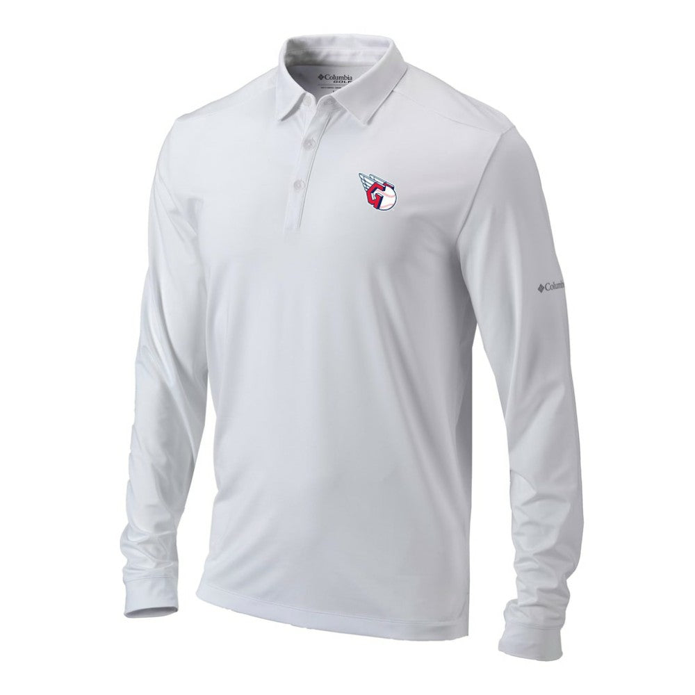 Cleveland Guardians Omni-Wick Pin High Long Sleeve Polo - White | Columbia