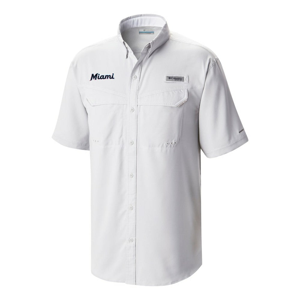 Miami Marlins Omni-Wick Low Drag Offshore Button-Up Shirt - White | Columbia