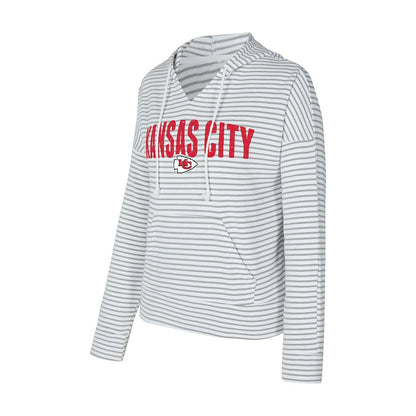 Kansas City Chiefs Concepts Sport Women's Liftoff Striped V-Neck Hoodie - White/Gray for sale