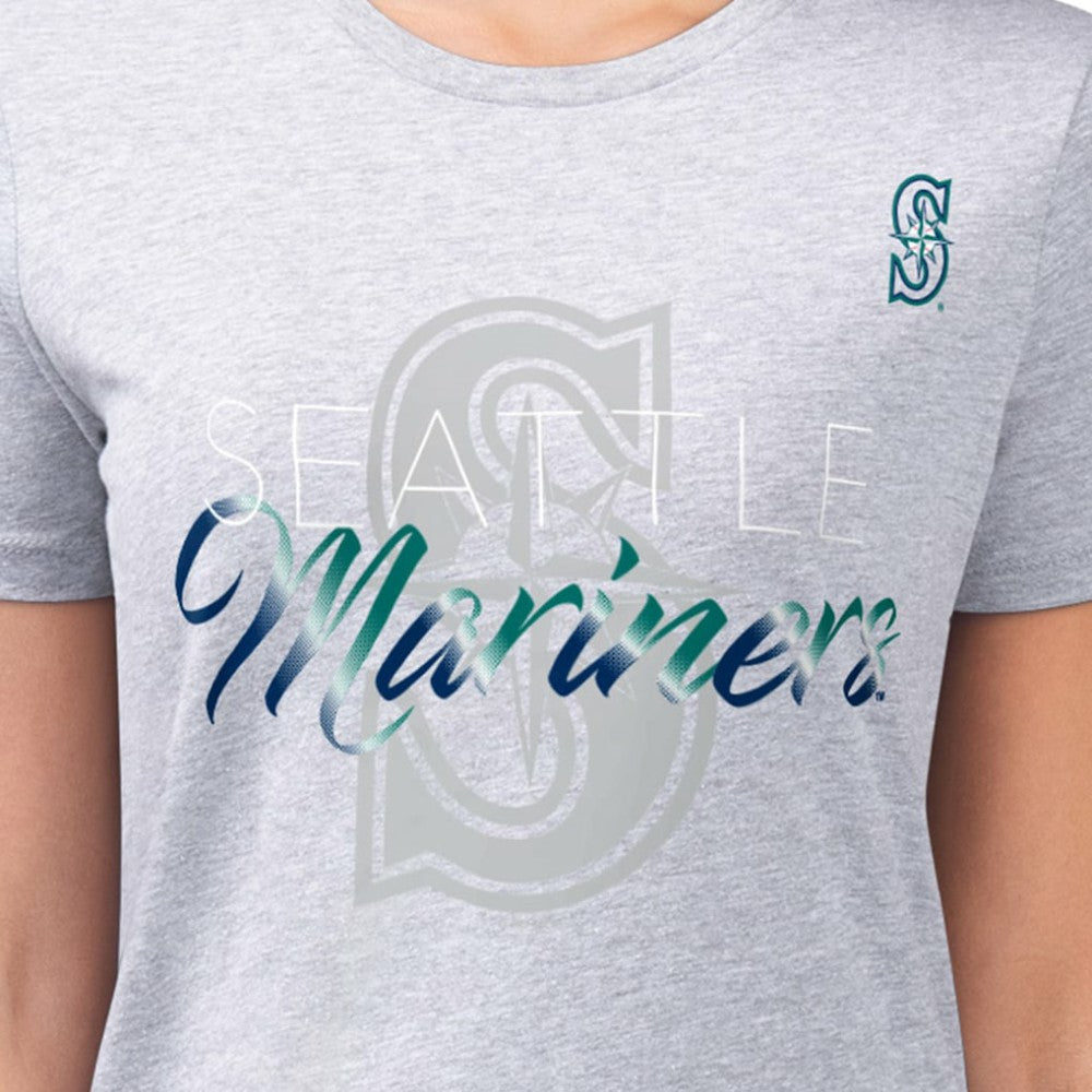 Seattle Mariners G-III 4Her by Carl Banks Women's Super-Slim Fit Lightweight Shadow Logo Graphic T-Shirt - Heather Gray
