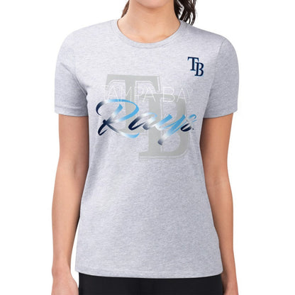 Tampa Bay Rays G-III 4Her by Carl Banks Women's Super-Slim Fit Lightweight Shadow Logo Graphic T-Shirt - Heather Gray