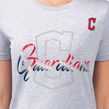 Cleveland Guardians G-III 4Her by Carl Banks Women's Super-Slim Fit Lightweight Shadow Logo Graphic T-Shirt - Heather Gray