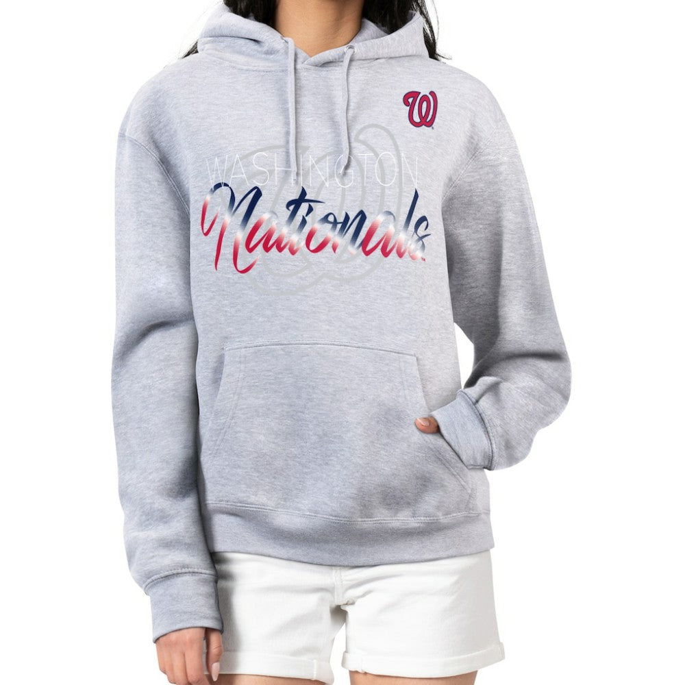 Washington Nationals G-III 4Her by Carl Banks Women's Shadow Logo Graphic Pullover Hoodie - Heather Gray