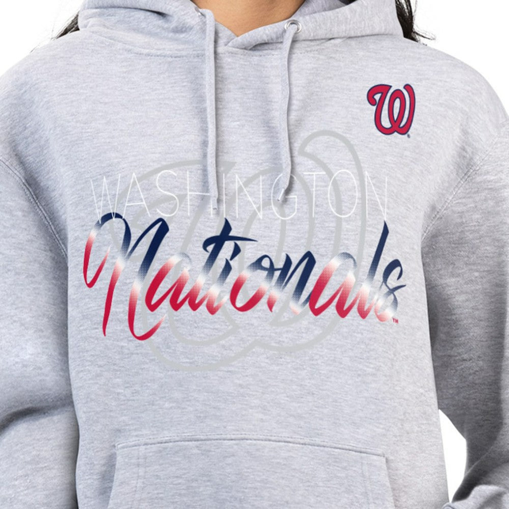 Washington Nationals G-III 4Her by Carl Banks Women's Shadow Logo Graphic Pullover Hoodie - Heather Gray