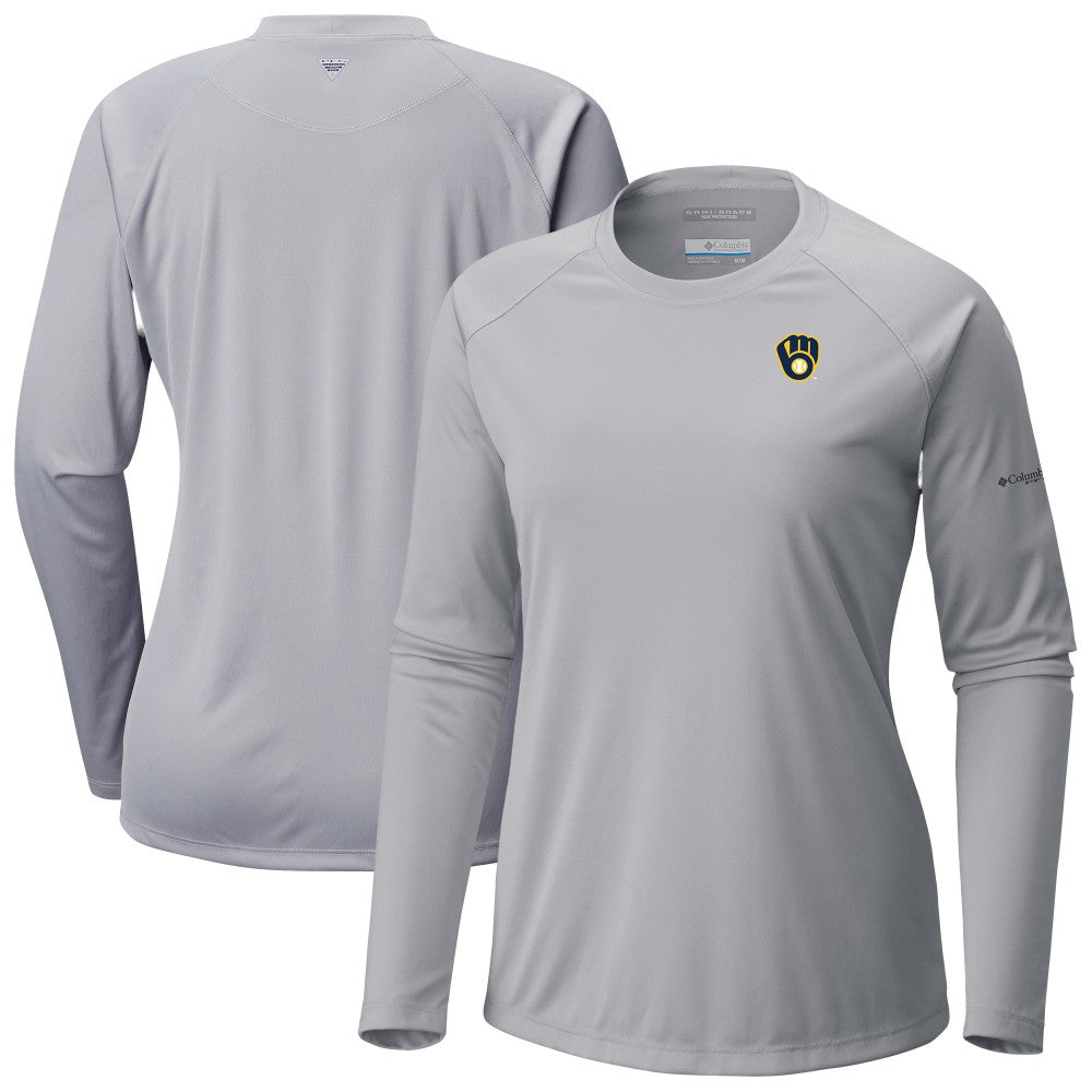 Milwaukee Brewers Tidal Tee II Long Sleeve T-Shirt - Gray | Columbia