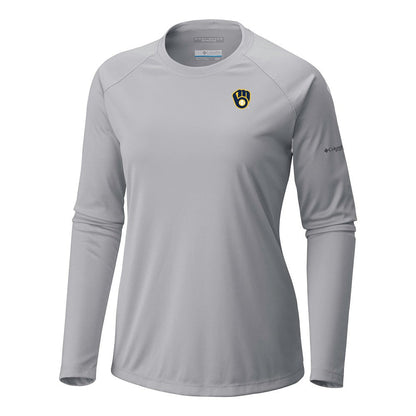 Milwaukee Brewers Tidal Tee II Long Sleeve T-Shirt - Gray | Columbia