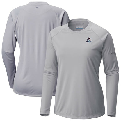 Miami Marlins Tidal Tee II Long Sleeve T-Shirt - Gray | Columbia