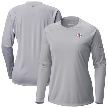 Cincinnati Reds Tidal Tee II Long Sleeve T-Shirt - Gray | Columbia