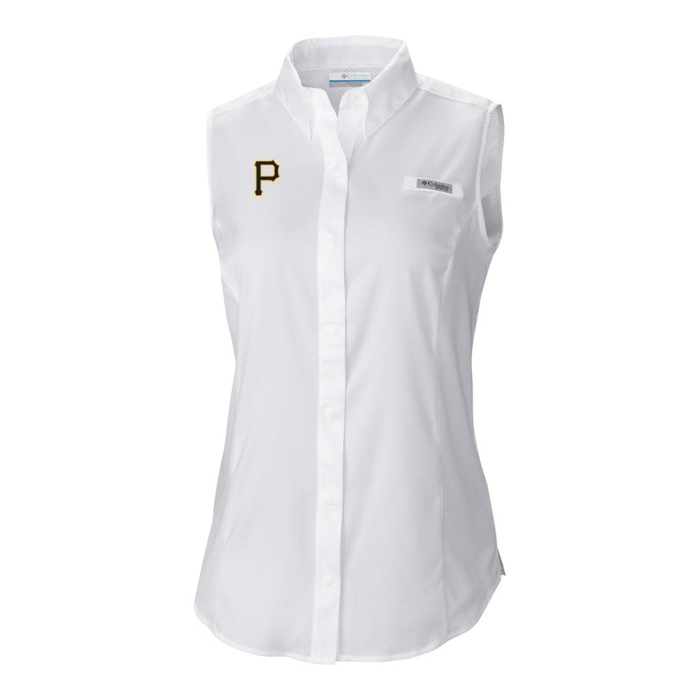 Pittsburgh Pirates Women's Tamiami Sleeveless Shirt - White | Columbia