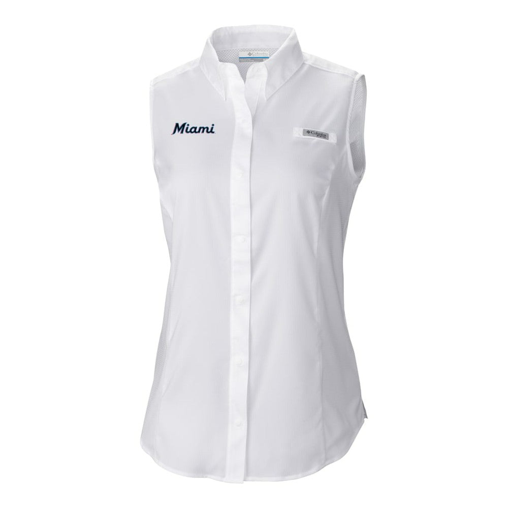 Miami Marlins Women's Tamiami Sleeveless Shirt - White | Columbia