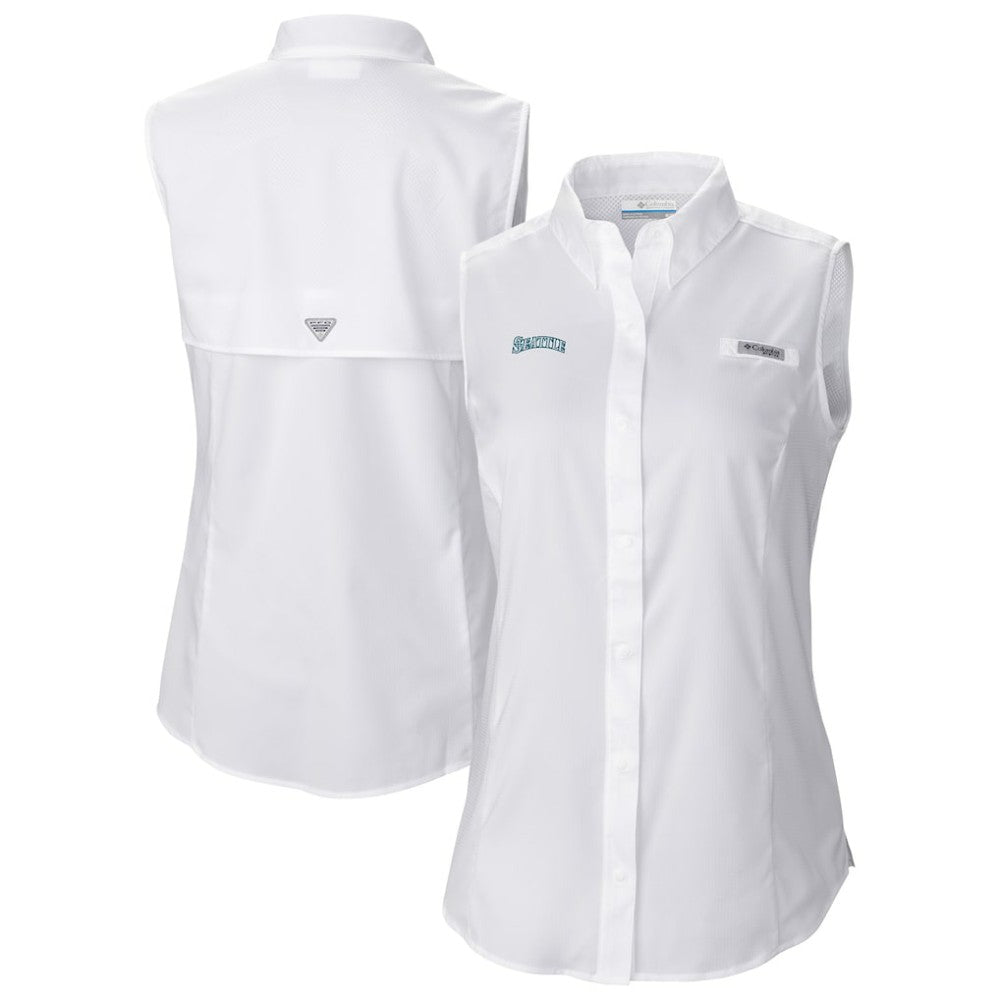 Seattle Mariners Women's Tamiami Sleeveless Shirt - White | Columbia