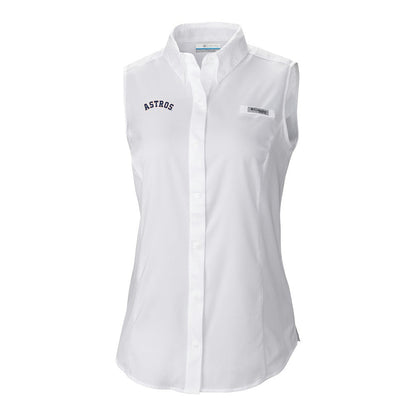 Houston Astros Women's Tamiami Sleeveless Shirt - White | Columbia
