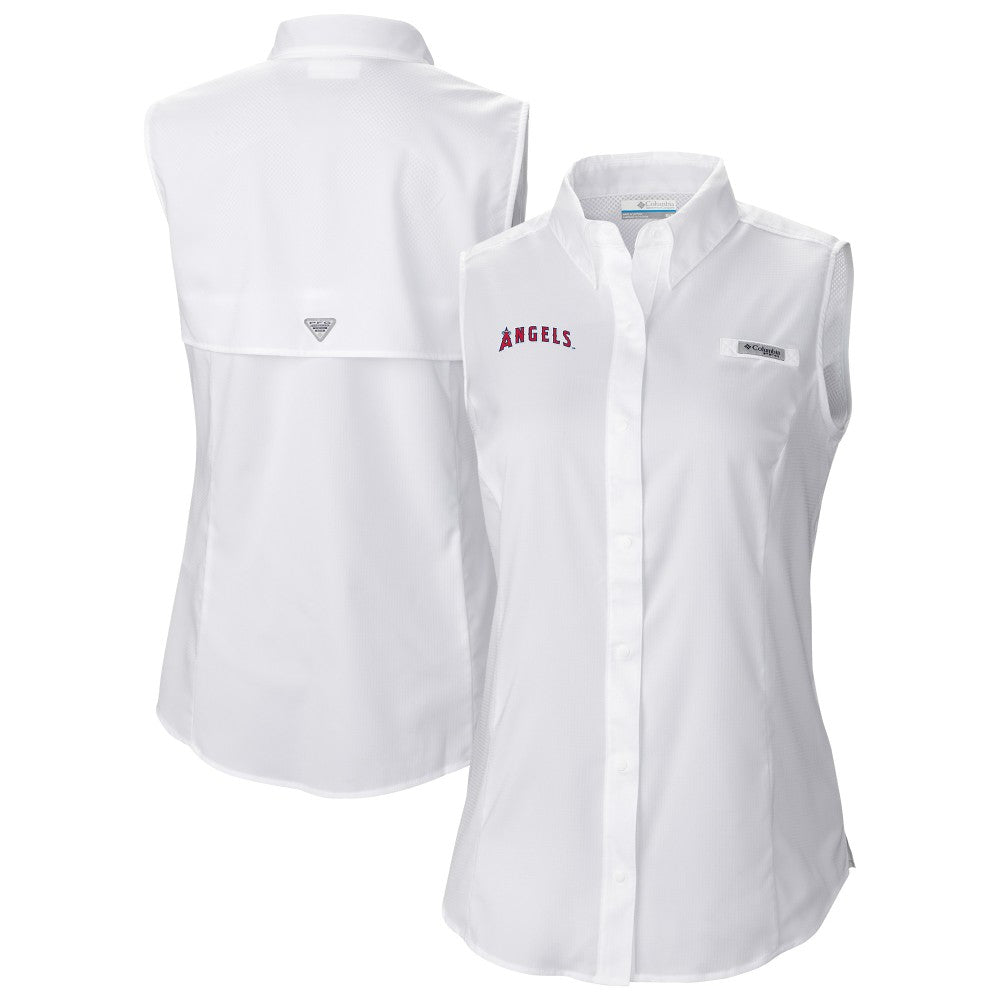 Los Angeles Angels Women's Tamiami Sleeveless Shirt - White | Columbia