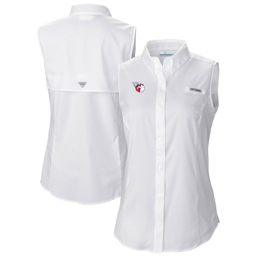 Cleveland Guardians Women's Tamiami Sleeveless Shirt - White | Columbia