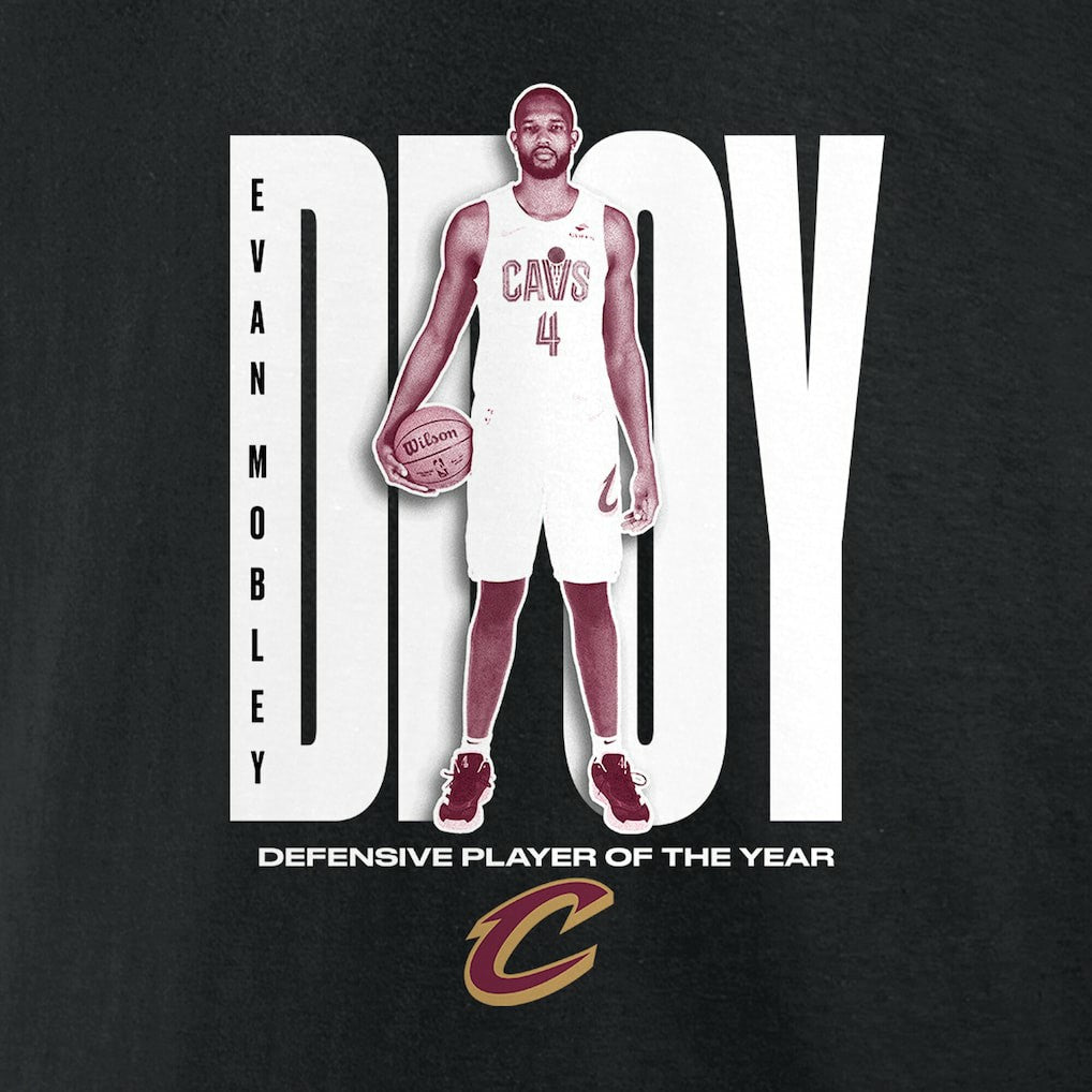 Evan Mobley Cleveland Cavaliers 2025 NBA Defensive Player of the Year T-Shirt sale - Black shop