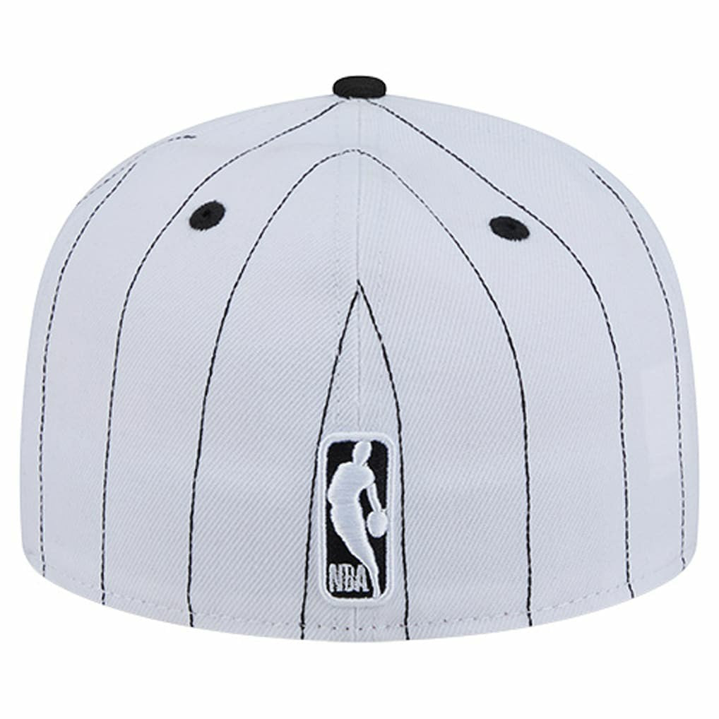 Chicago Bulls Wordmark Pinstripe 59FIFTY Fitted Hat - White | New Era discount