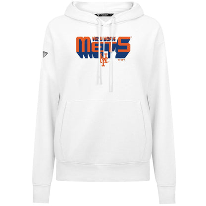 New York Mets Levelwear Women's Adorn Retro 3D Pullover Hoodie - White