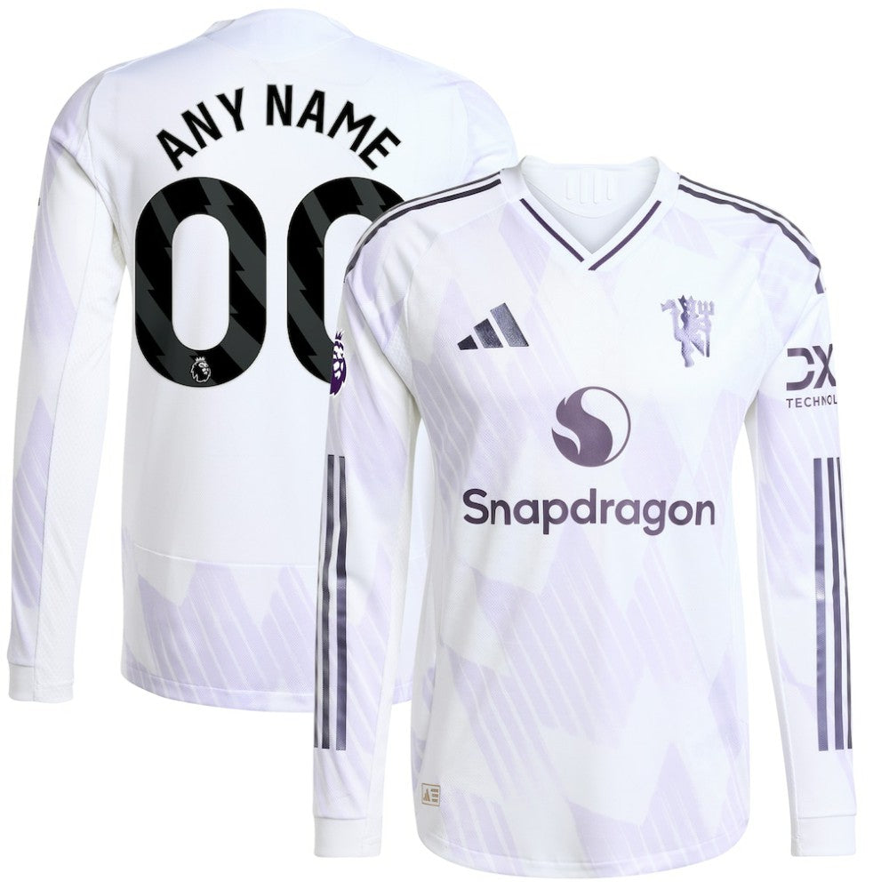 Manchester United 2025/26 Away Long Sleeve Custom Jersey - White | Adidas on sale