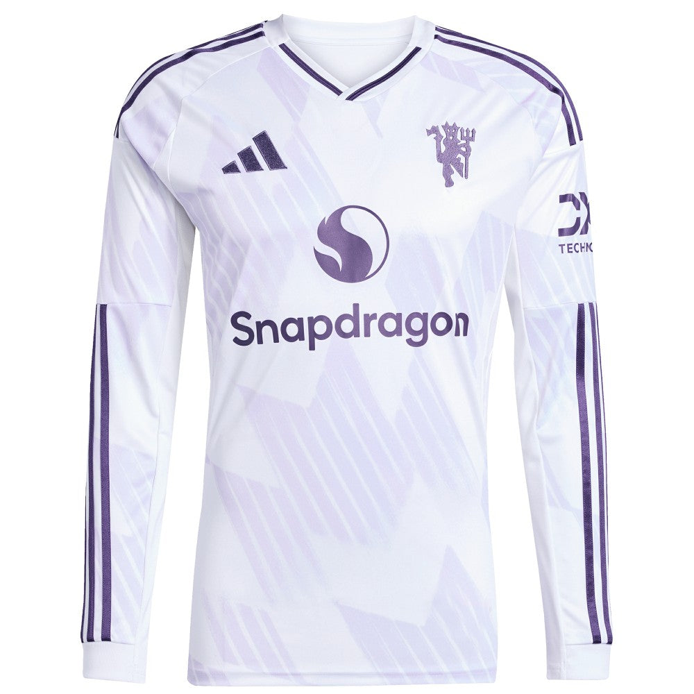 Manchester United 2025/26 Away Replica Long Sleeve Custom Jersey - White | Adidas discount