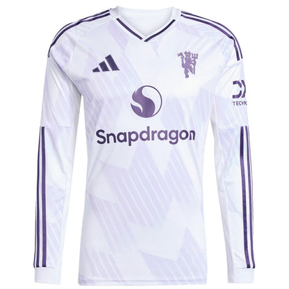 Manchester United 2025/26 Away Replica Long Sleeve Custom Jersey - White | Adidas discount