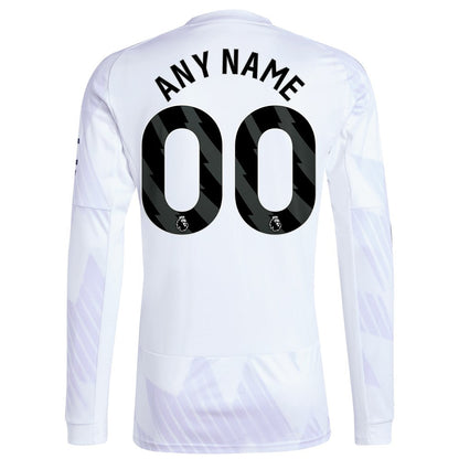 Manchester United 2025/26 Away Replica Long Sleeve Custom Jersey - White | Adidas discount
