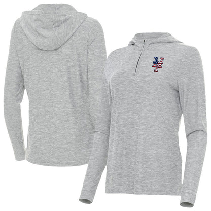 New York Mets Antigua Women's Daybreak Quarter-Zip Hoodie - Heather Gray