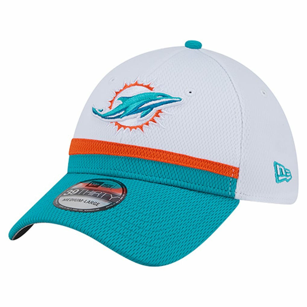 Miami Dolphins New Era Dashmark Rays 39THIRTY Flex Hat - White/Aqua for sale