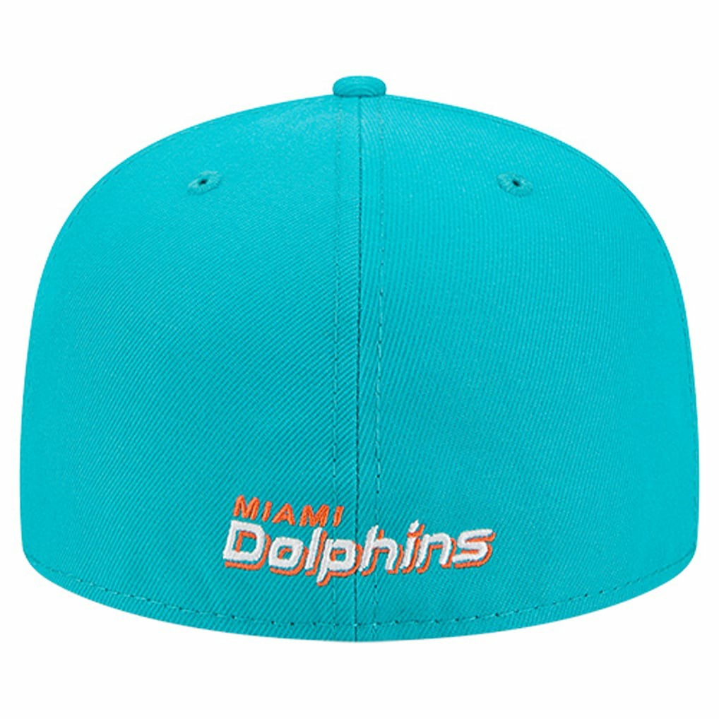 Miami Dolphins New Era Overlap Wordmark 59FIFTY Fitted Hat - Aqua sale